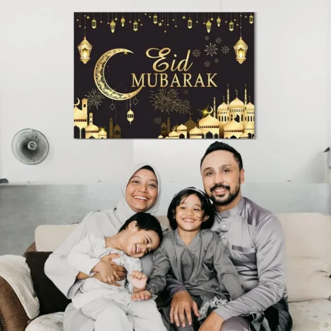 Eid Mubarak Backdrop - Black - Image 2