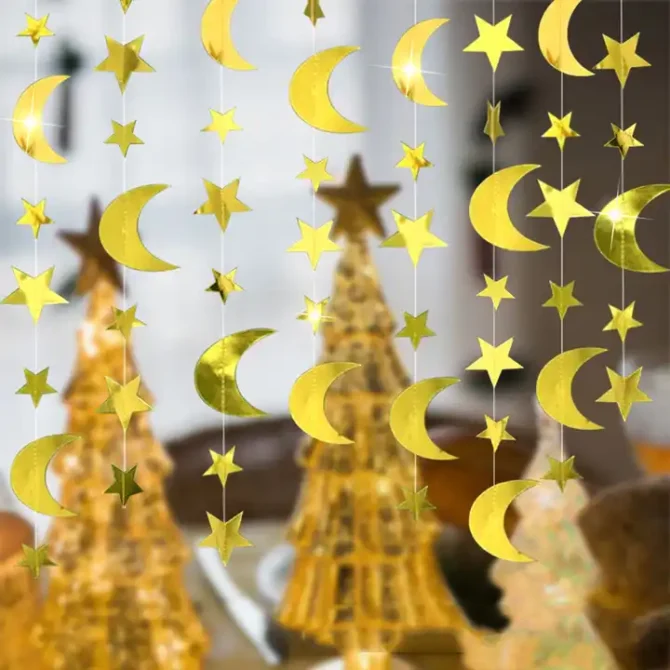 Moon Star Hanging Decorations - Chrome Gold - Image 2