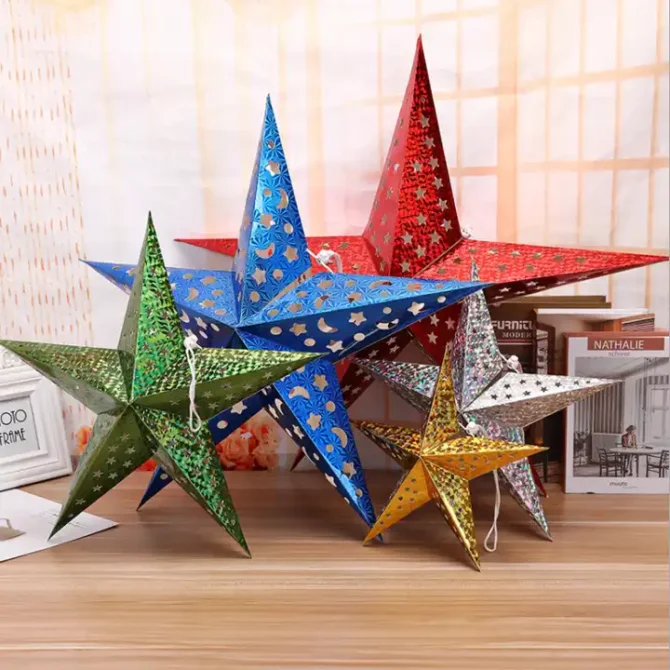 Metallic Hanging Paper Star Decorations