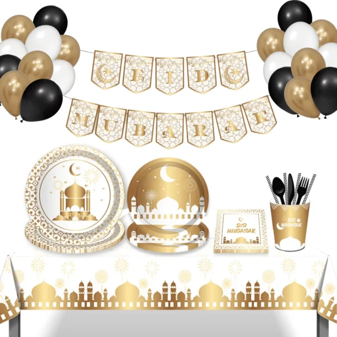 Eid Tableware - White & Gold