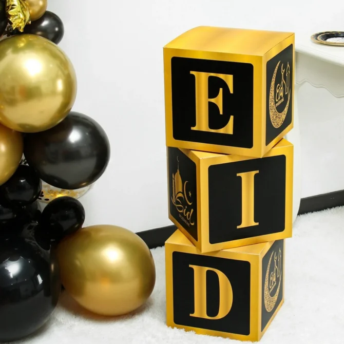 Eid Decoration Boxes  - Black & Gold - Image 3