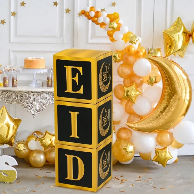 Eid Decoration Boxes  - Black & Gold - Image 2