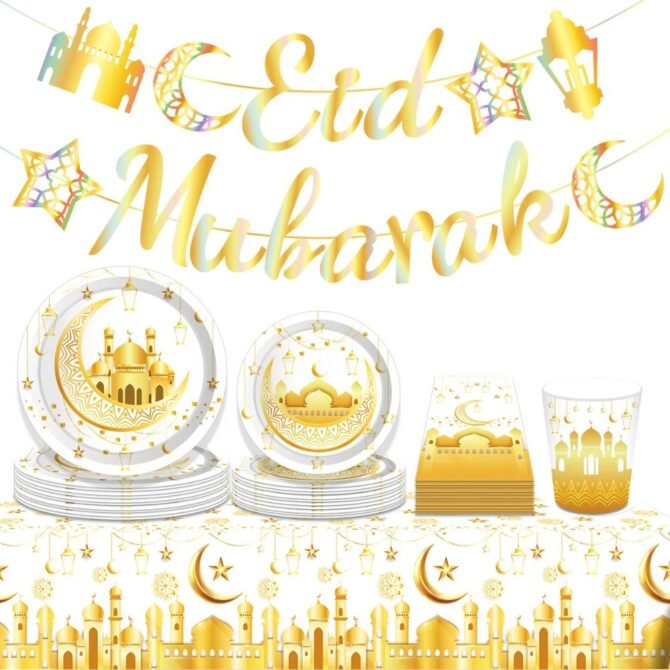 Eid Tableware - Gold & White