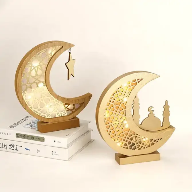 Eid Ramadan Wooden Ornament with LED Light