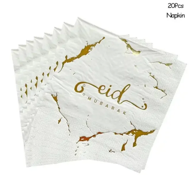 Marble Style Gold Eid Tableware - Image 5