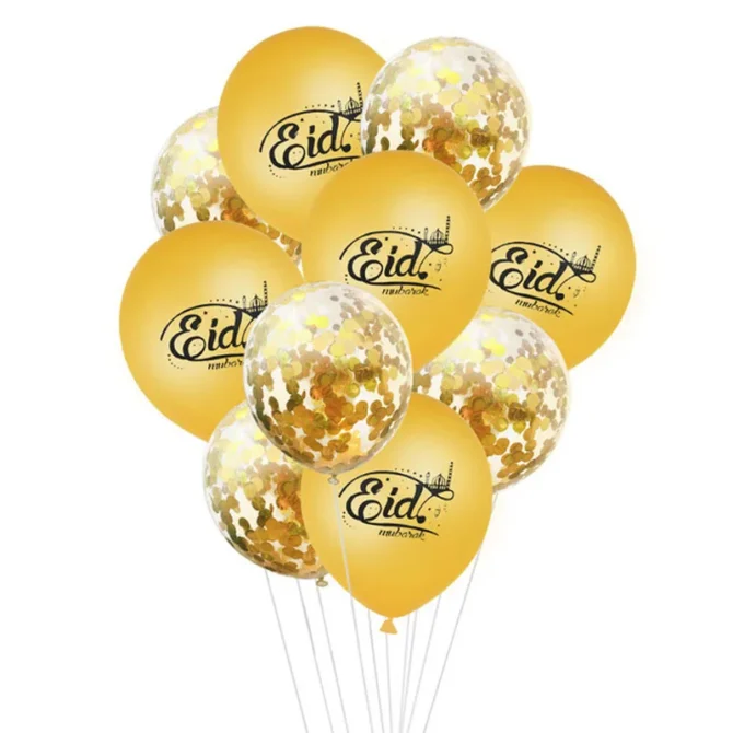 Gold Eid Mubarak Latex Balloons