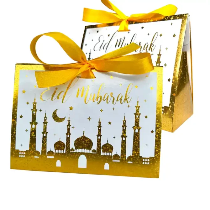 Gold Foil Eid Favour Bags with Ribbon - Pack of 2