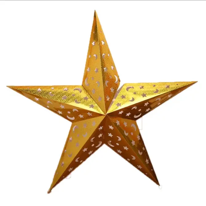 Metallic Hanging Paper Star Decorations - Image 4