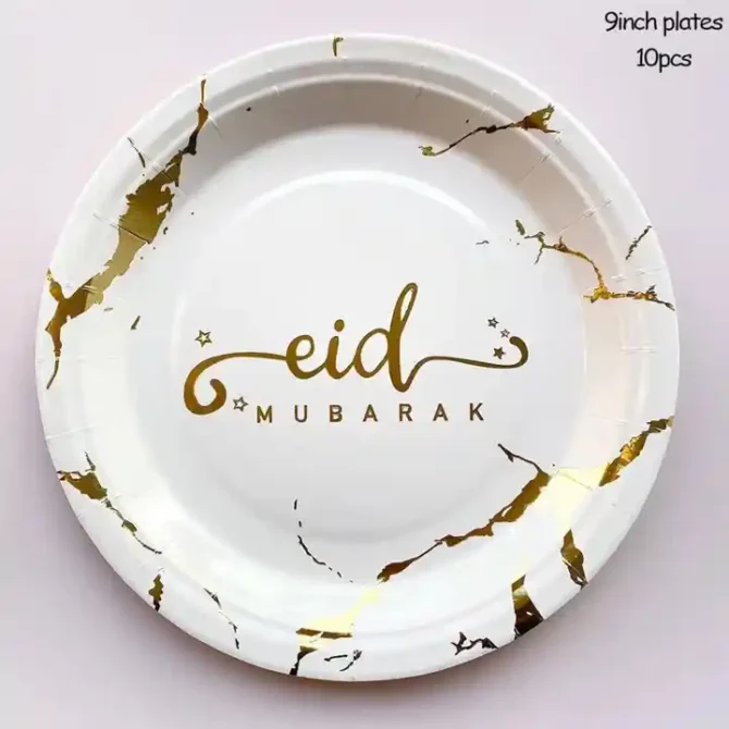 Marble Style Gold Eid Tableware - Image 4