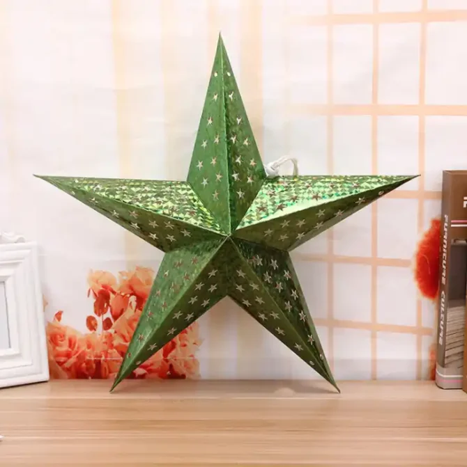 Metallic Hanging Paper Star Decorations - Image 3