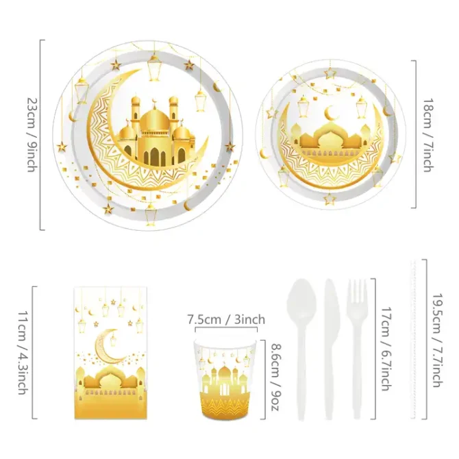 Eid Tableware - Gold & White - Image 5