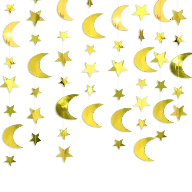 Moon Star Hanging Decorations - Chrome Gold