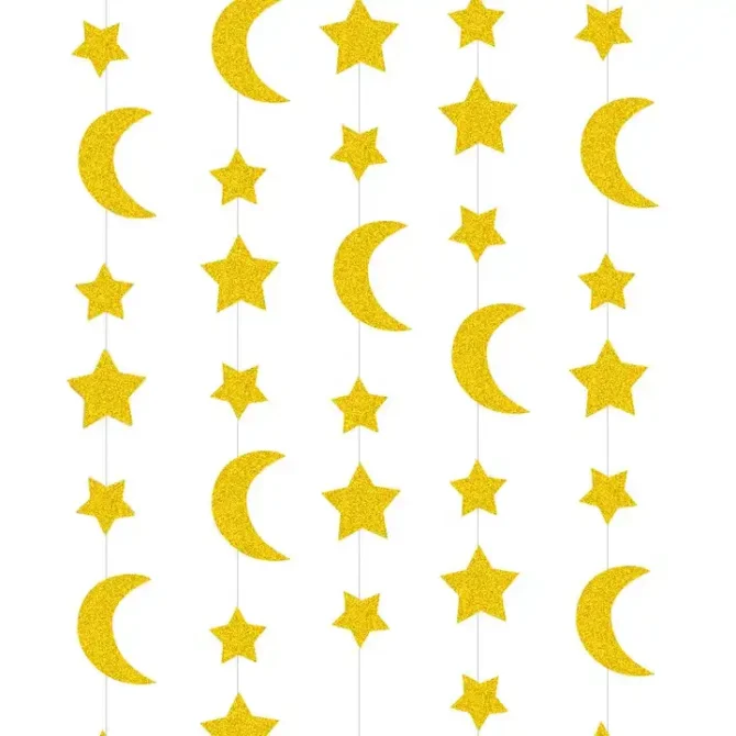 1pc Moon Star Hanging Decoration String - Glitter - Image 2