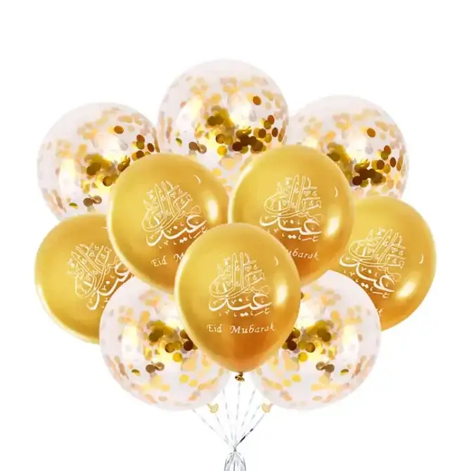 Eid Mubarak Latex Balloons - Gold