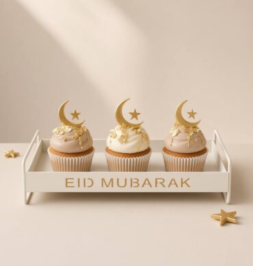 Eid Mubarak Rectangular Serving Tray - White
