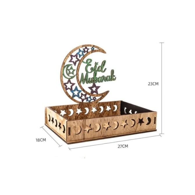 Rustic Eid Mubarak Wooden Food Tray - Image 2