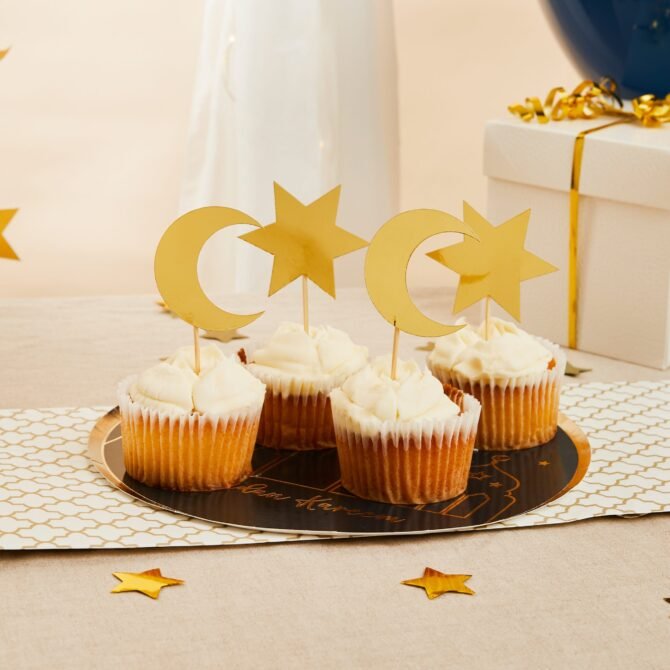 Gold Ramadan Cupcake Toppers