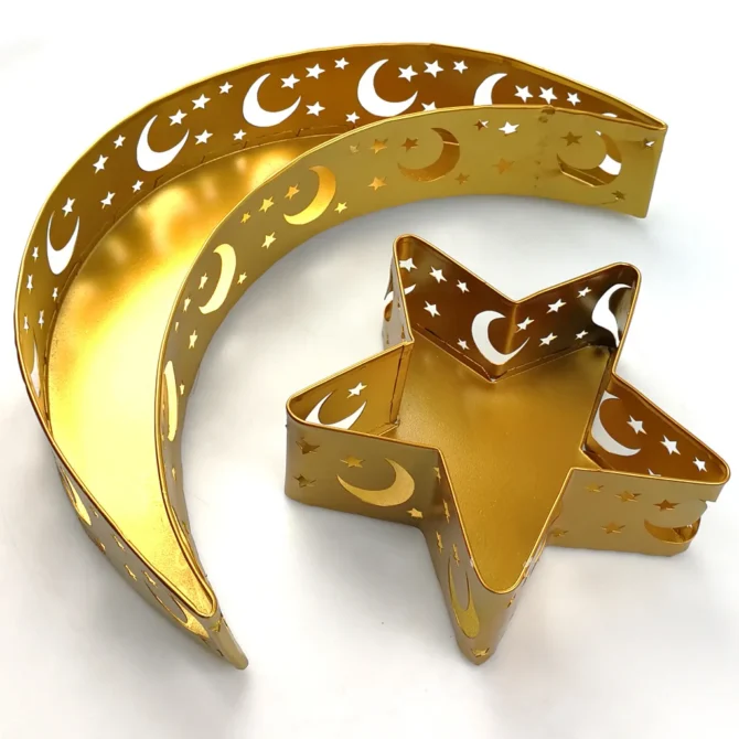 Moon Star Serving Trays for Ramadan Eid - Gold