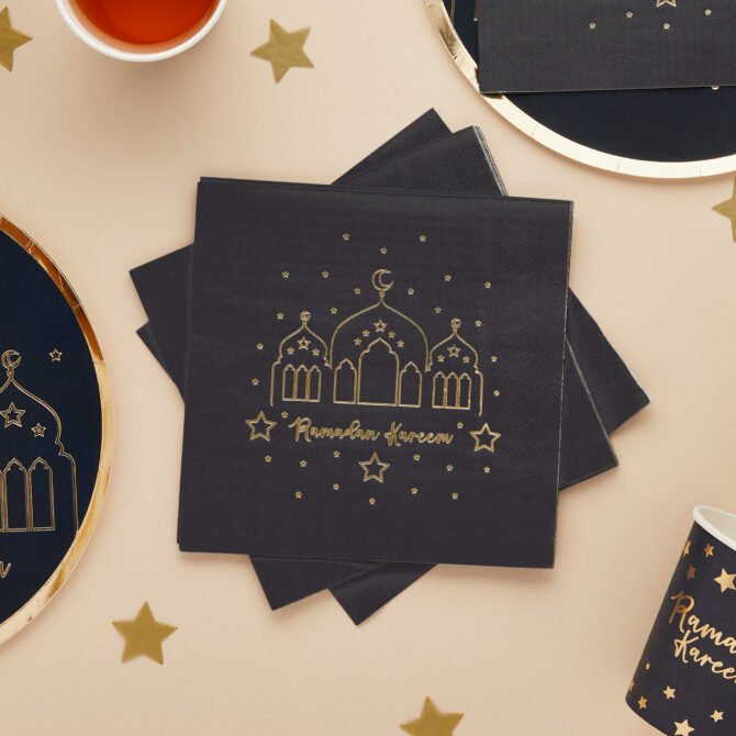 Black and Gold Ramadan Kareem Napkins