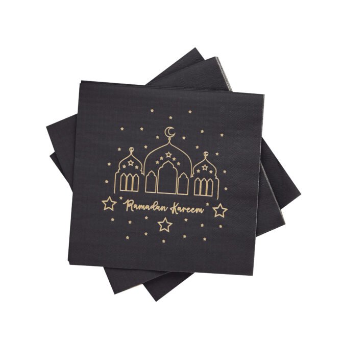 Black and Gold Ramadan Kareem Napkins - Image 2