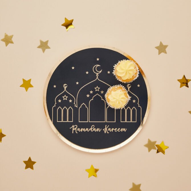 Black and Gold Ramadan Kareem Plates - Image 2