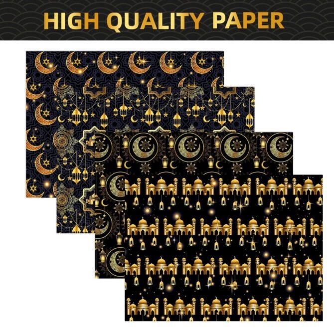 Ramdan Eid Gift Wrapping Paper - Black & Gold - Image 4