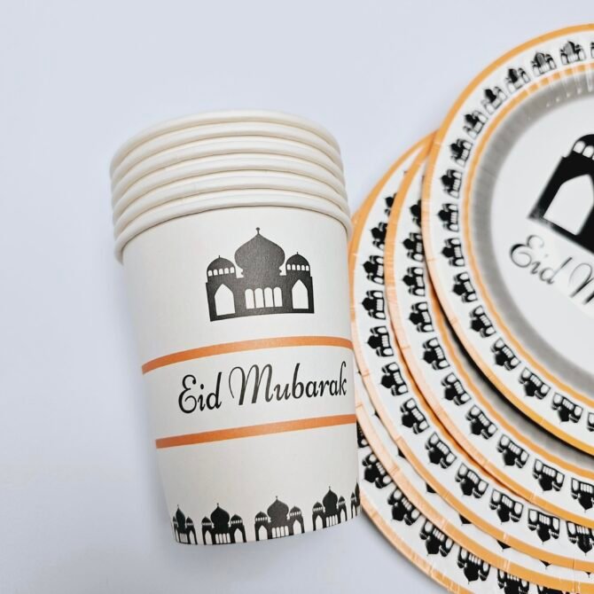 Black and White Eid Mubarak Tableware - Image 2