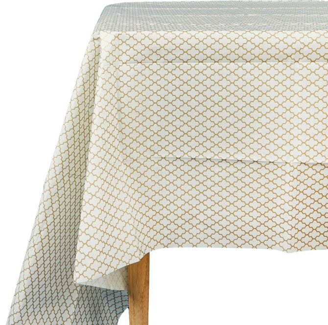 Gold and White Disposable Table Cover