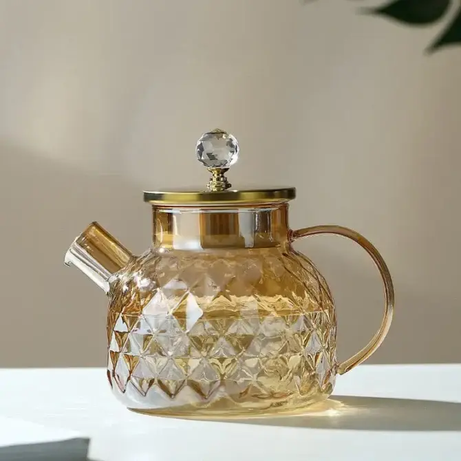 Amber Glass Tea Pot - 1L