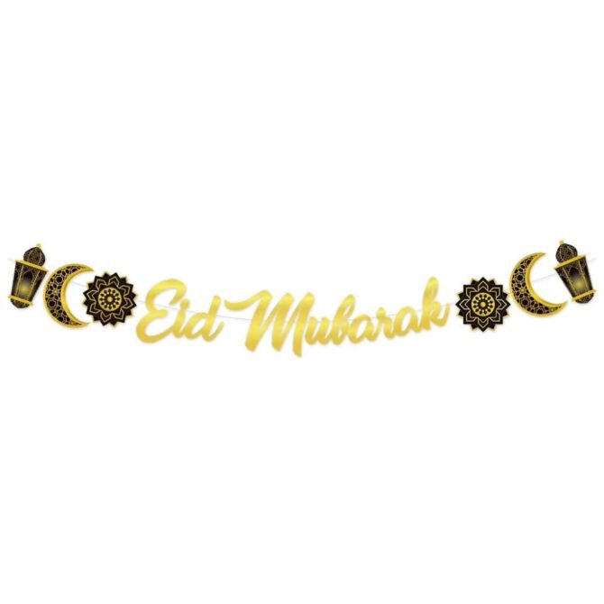 Black and Gold Eid Mubarak Banner