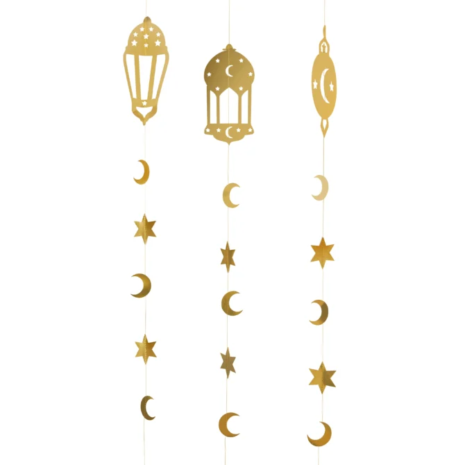 Gold Ramadan Hanging Card Decoration - Pack of 3 - Image 2