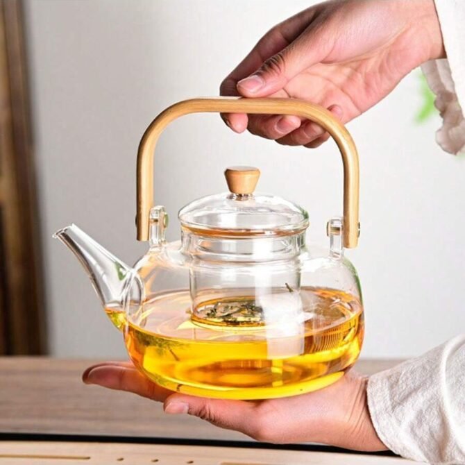 Transparent Glass Tea Pot with 6 Cups - Image 3