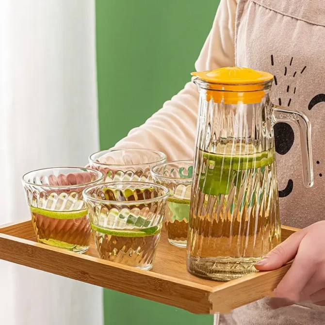 Transparent Glass Pitcher and Glass Set