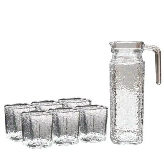 Transparent Water Jug with 6 Glasses