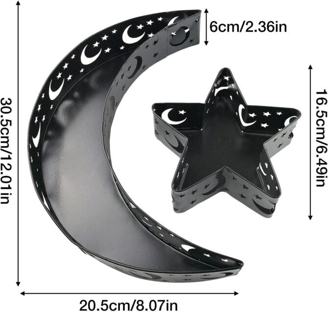 Moon Star Serving Trays for Ramadan Eid - Black - Image 3