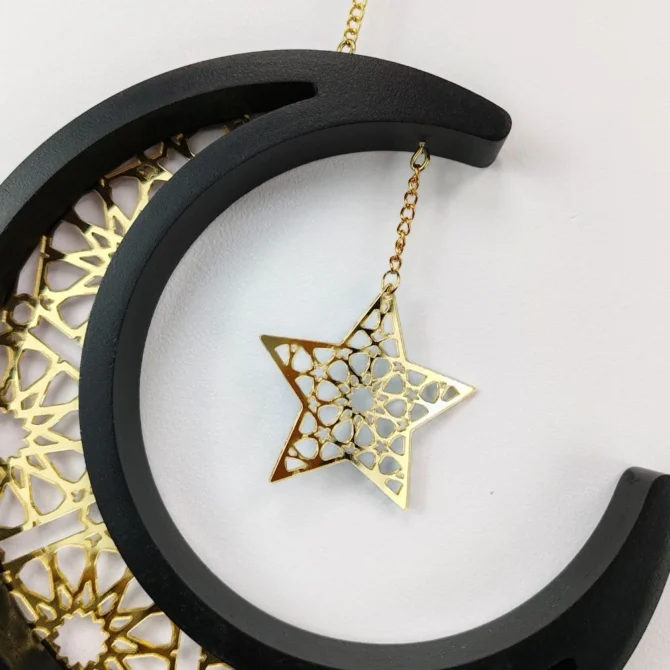 Black and Gold Moon Star Hanging Decoration - Image 3