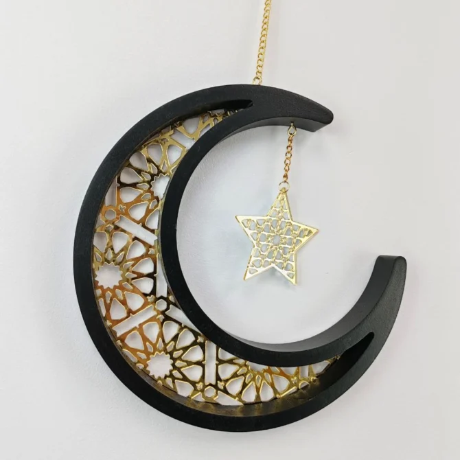 Black and Gold Moon Star Hanging Decoration - Image 2