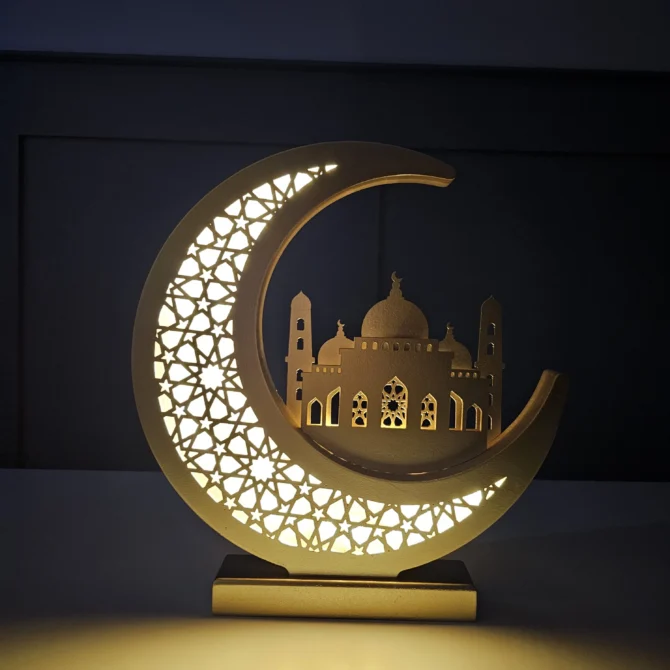 Gold Light up Moon Mosque Decoration - Image 2