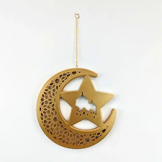 Gold Moon Star Mosque Hanging Decoration