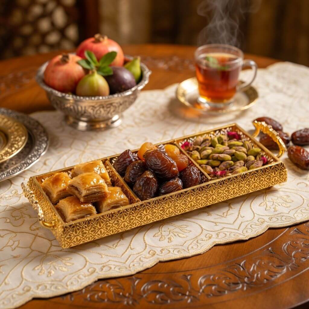 Gold Snack Serving Tray with 3 Compartments