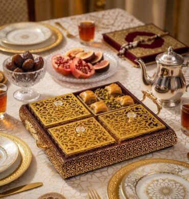 Gold Snack Serving Tray with 4 Compartments