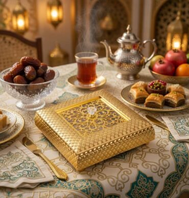 Gold Square Tray with Acrylic Lid