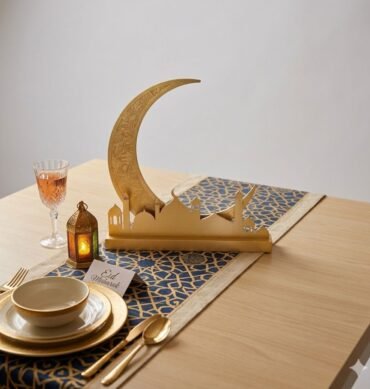 Gold Wooden Moon Mosque Decoration