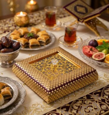 Gold and Brown Square Tray with Acrylic Lid