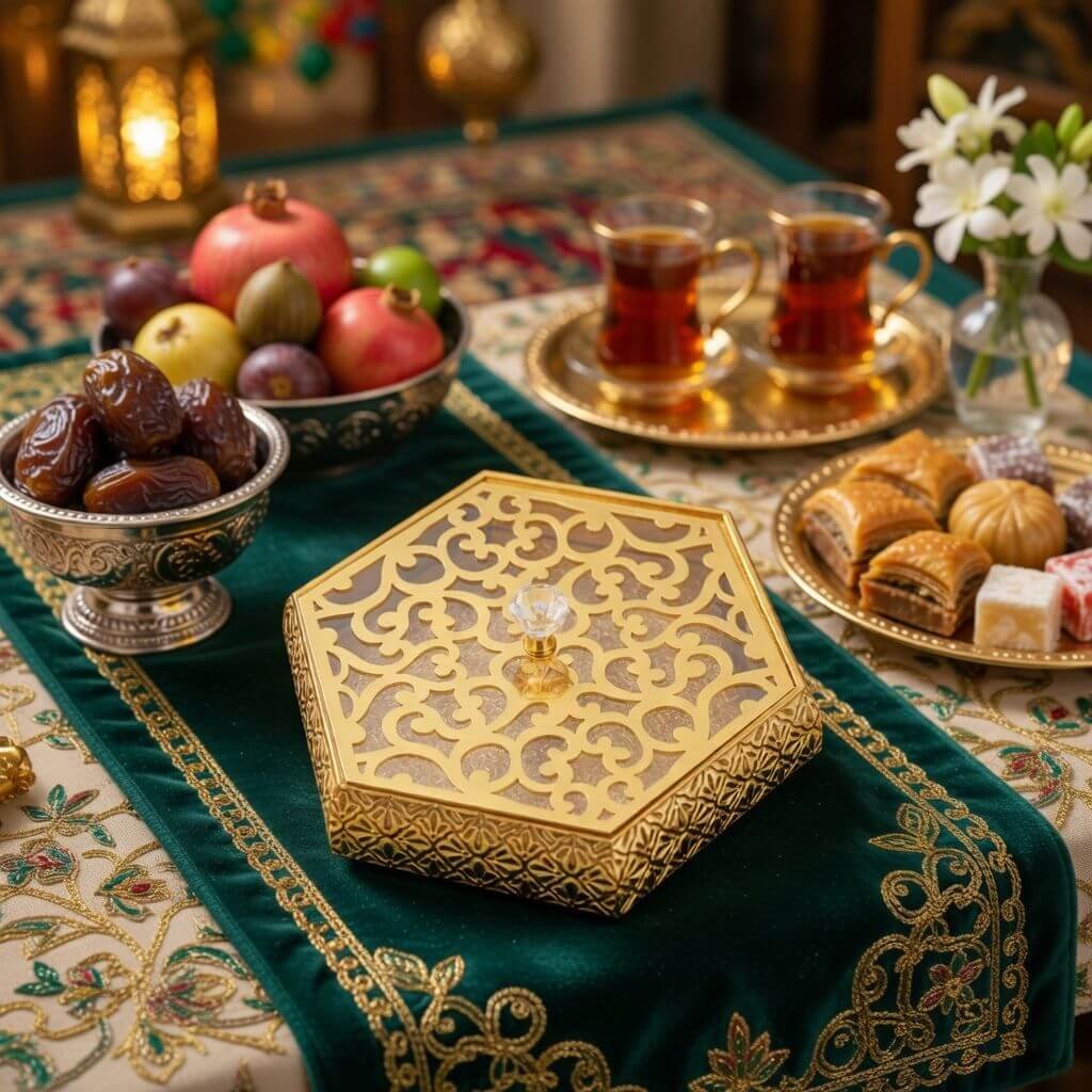 Hexagonal Gold Tray / Storage Box