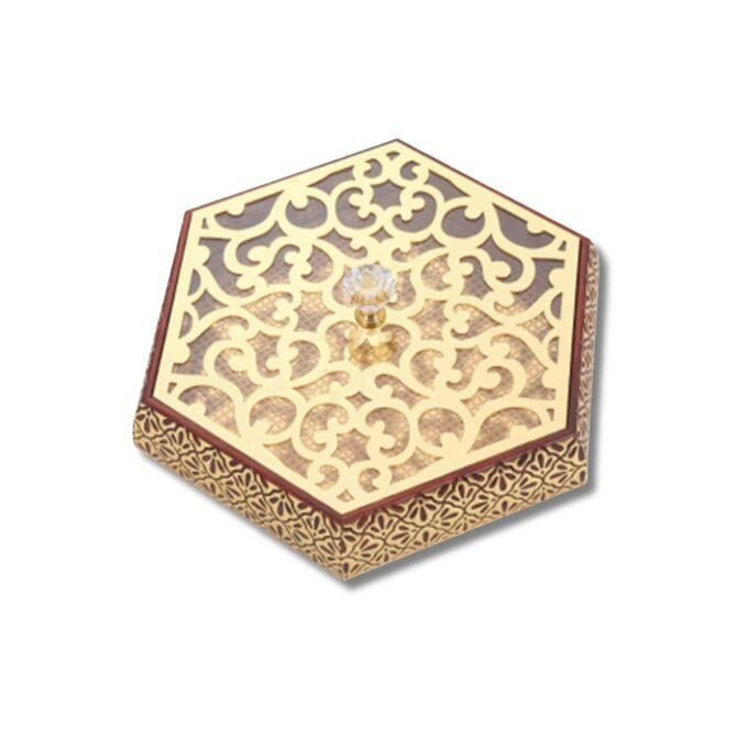 Hexagonal Gold and Brown Tray / Storage Box