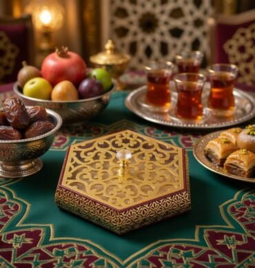 Hexagonal Gold and Brown Tray / Storage Box
