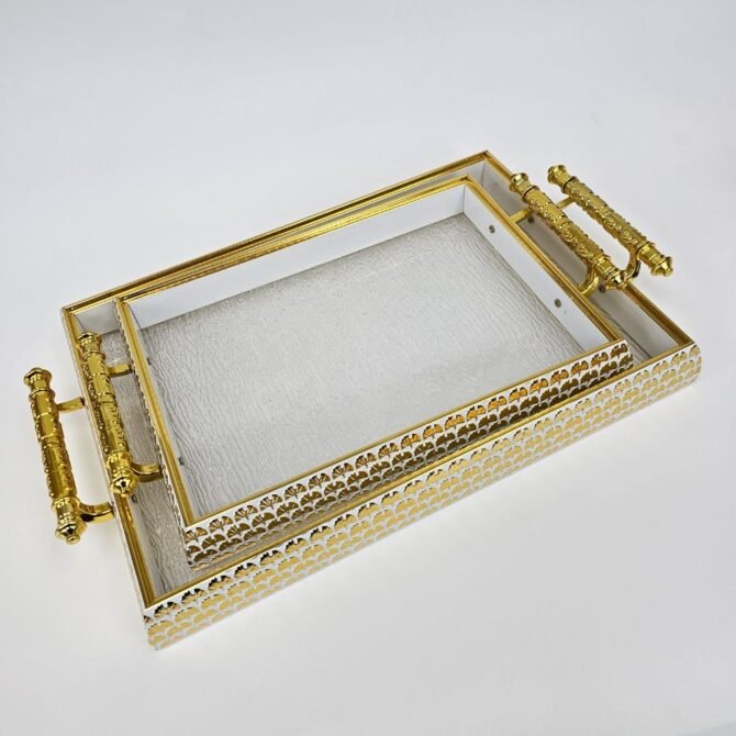 Luxury White & Gold Trays - Set of 2