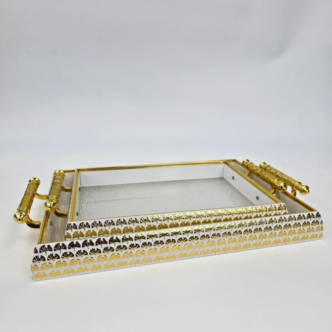 Luxury White & Gold Trays - Set of 2 - Image 3