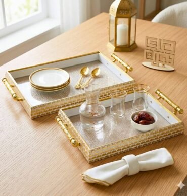 Luxury White & Gold Trays - Set of 2